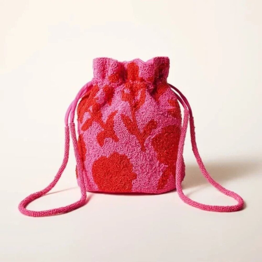 Kate Spade New York x Target – Beaded Classic Rose Drawstring Bucket Bag, Pink/R